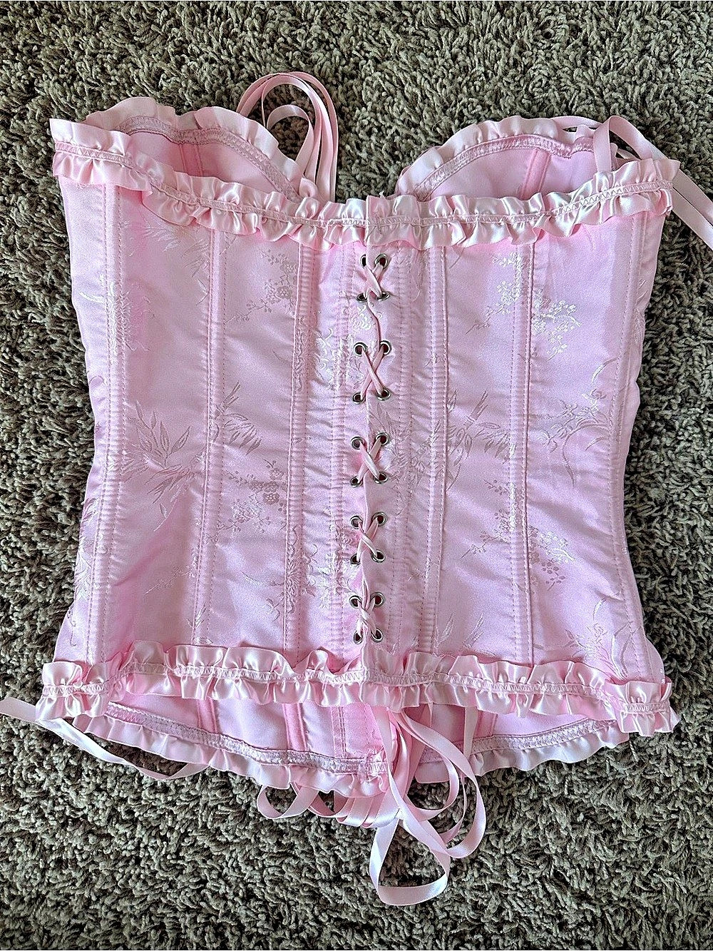 Pink Lace-Up Corset Top Like New